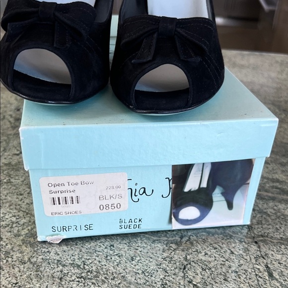 Vintage 8.5 Black suede Peep-Toe Heels 8.5 - Picture 6 of 6